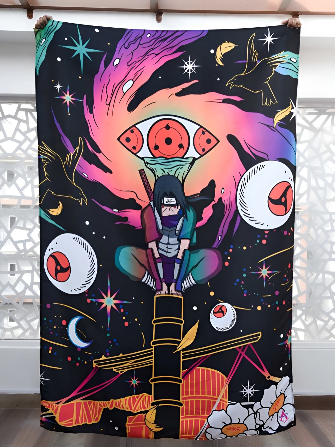 

COMICSENSE Black & Purple Naruto Anime Genjutsu Printed Tapestry