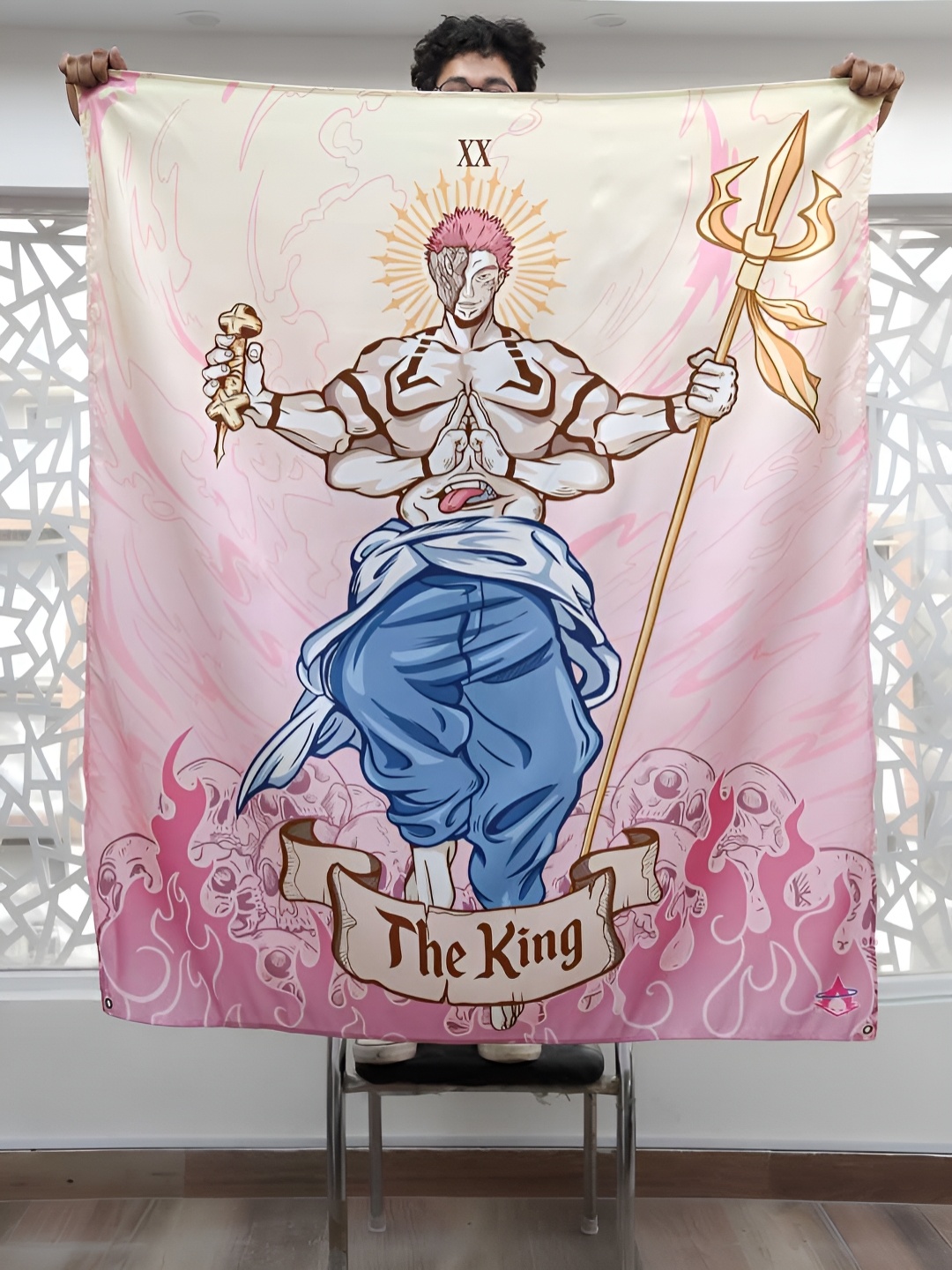 

COMICSENSE Pink & Blue Jujutsu Kaisen Anime King Printed Tapestry