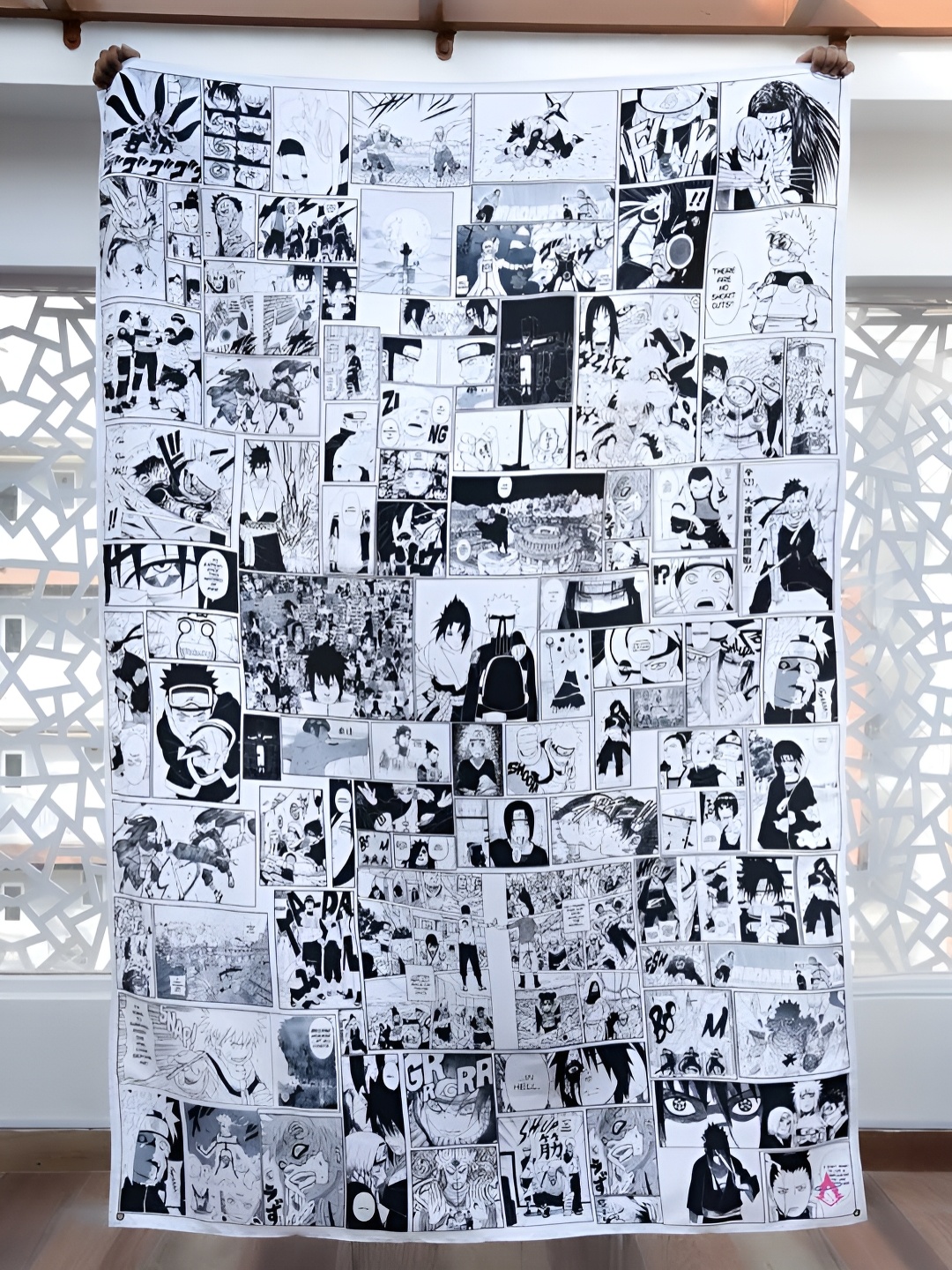 

COMICSENSE White & Black Naruto Anime Shinobi Manga Printed Tapestry
