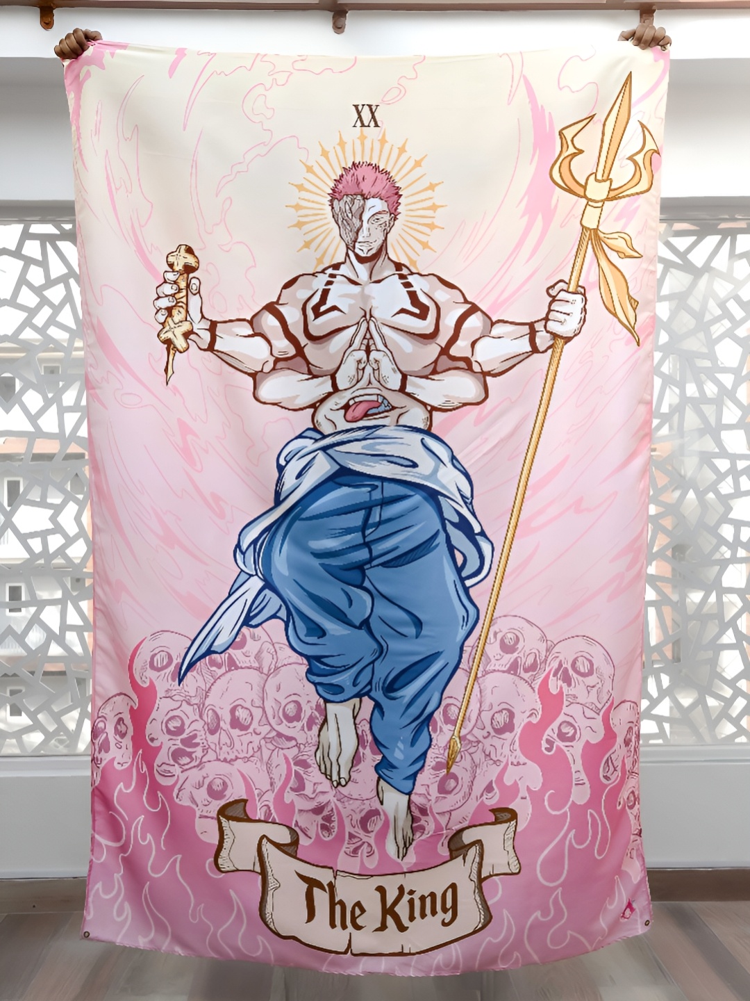 

COMICSENSE Blue & Pink Jujutsu Kaisen Anime King Printed Tapestry