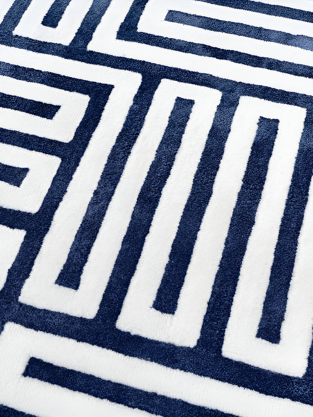 

Rugberry Blue & White Geometric Hand-Tufted Woollen Carpet