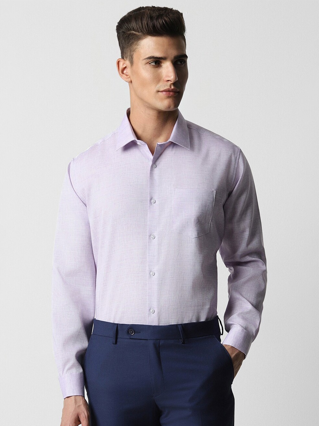 

Van Heusen Textured Opaque Formal Shirt, Purple