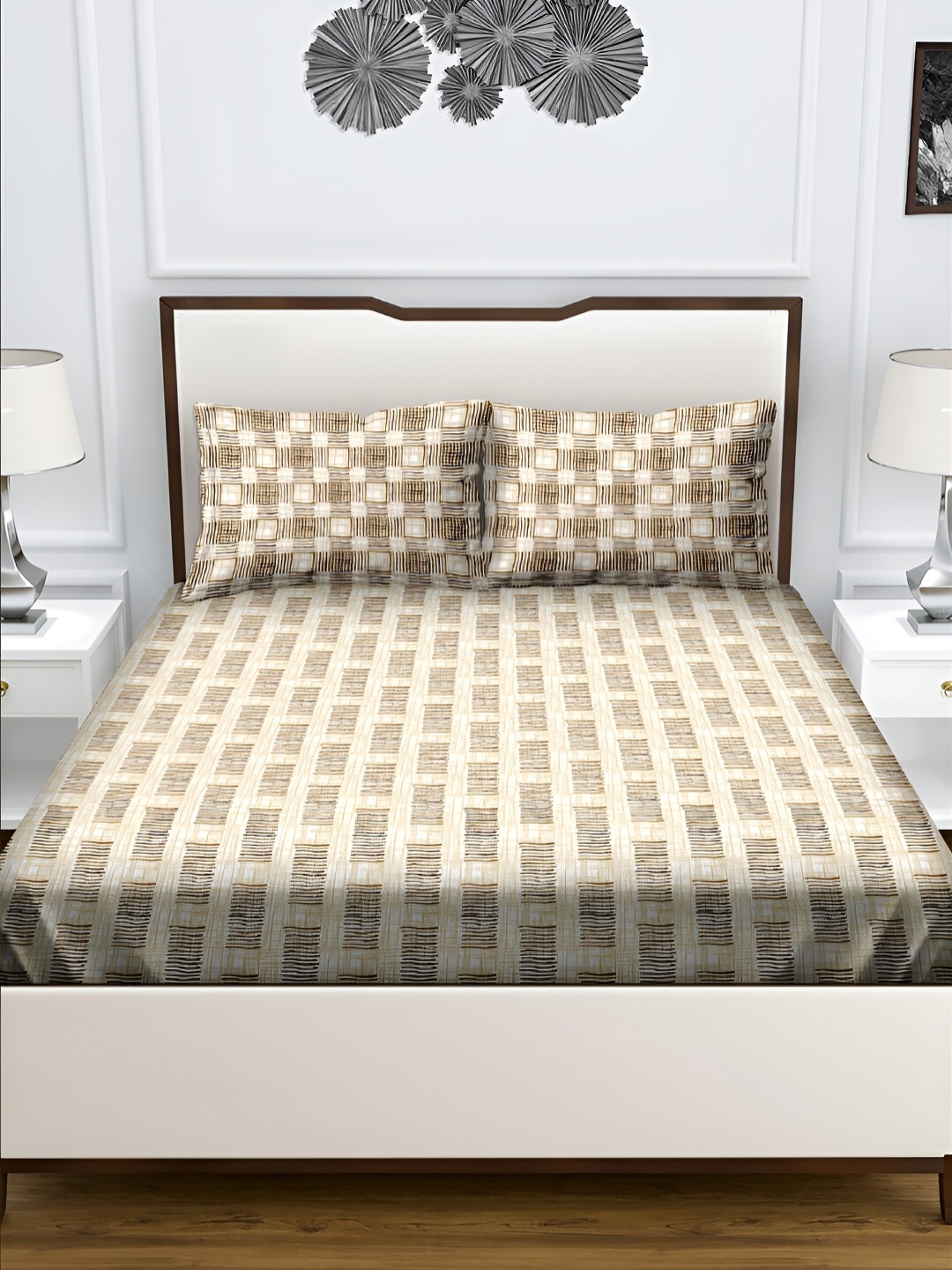

Aura Brown & White Striped 180 TC Queen Bedsheet with 2 Pillow Covers
