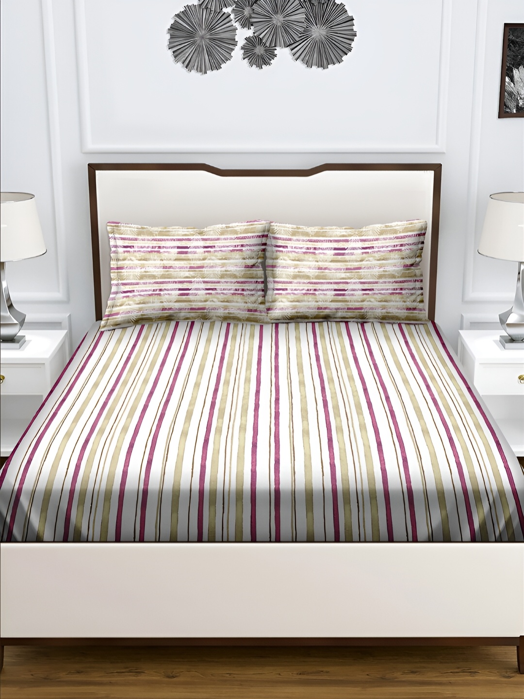 

Aura Pink & White Striped 180 TC Queen Bedsheet with 2 Pillow Covers