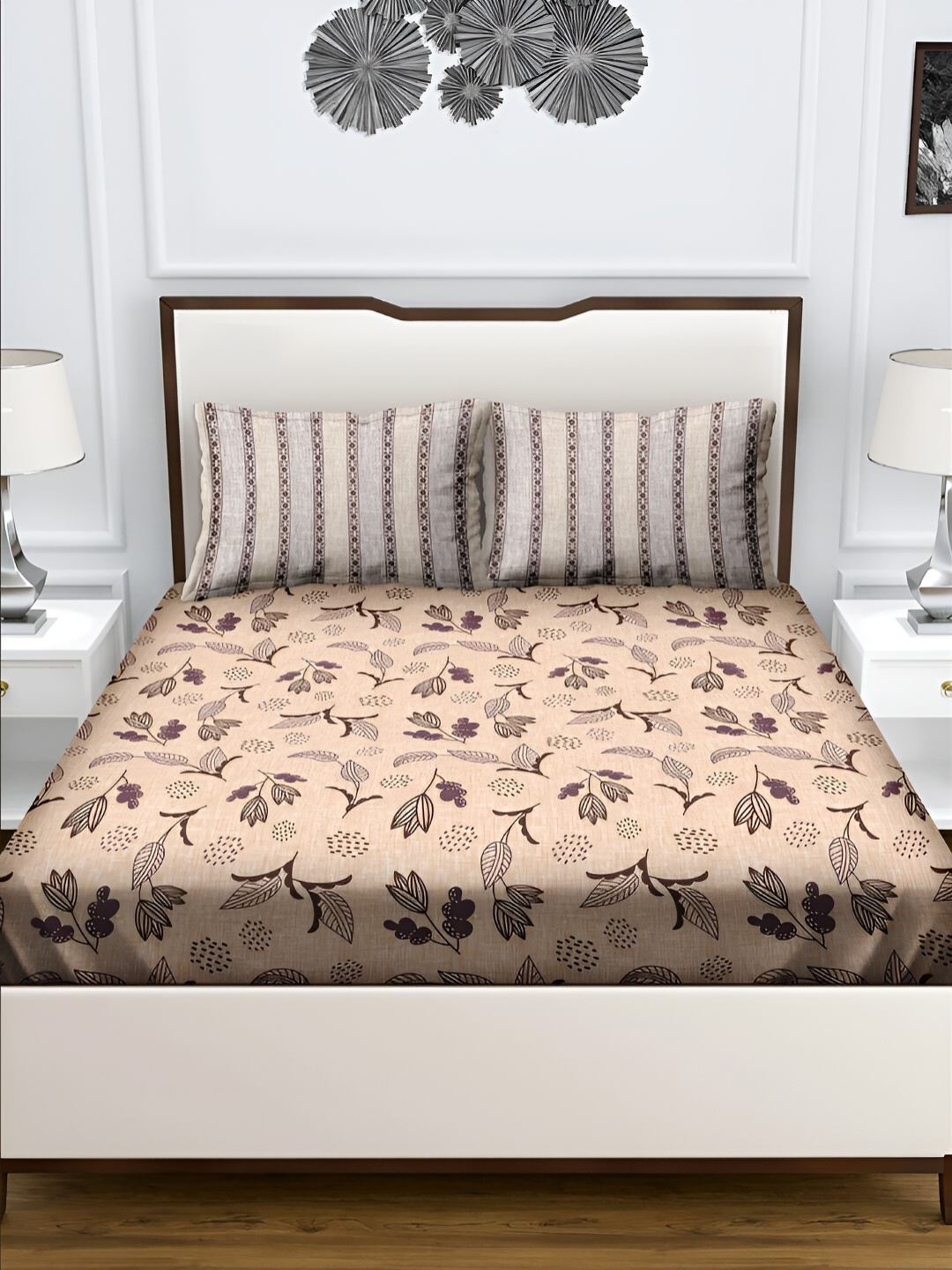 

Aura Brown & Purple Ethnic Motifs 180 TC Queen Bedsheet with 2 Pillow Covers