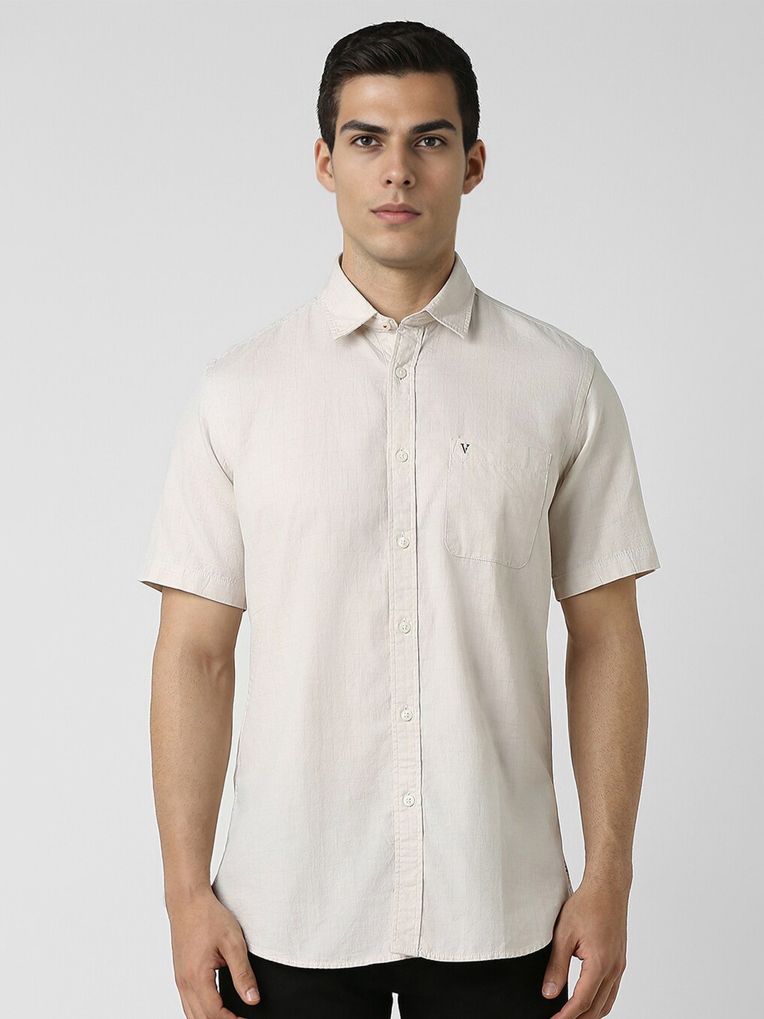 

Van Heusen Sport Slim Fit Opaque Cotton Casual Shirt, Beige