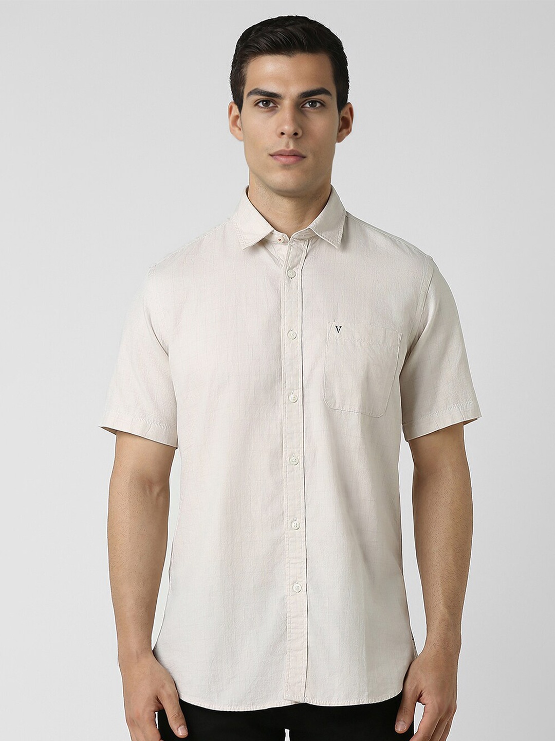 

Van Heusen Sport Slim Fit Opaque Cotton Casual Shirt, Beige