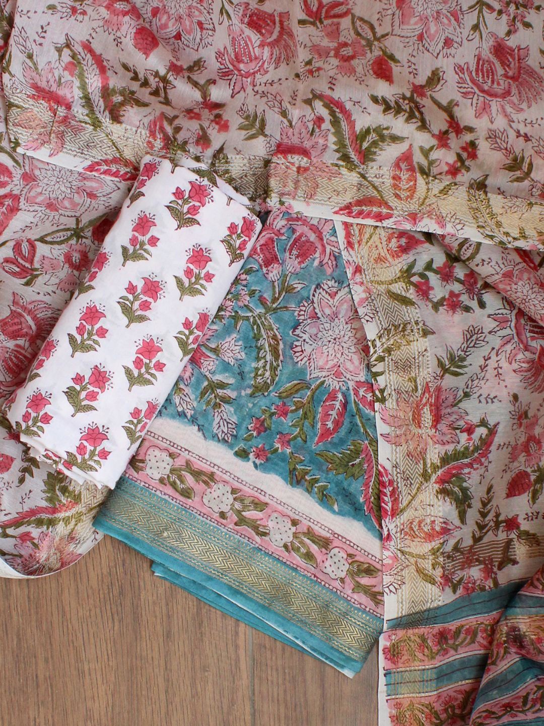 

Weaves of Tradition Ethnic Motifs Printed Unstitched Dress Material, Blue