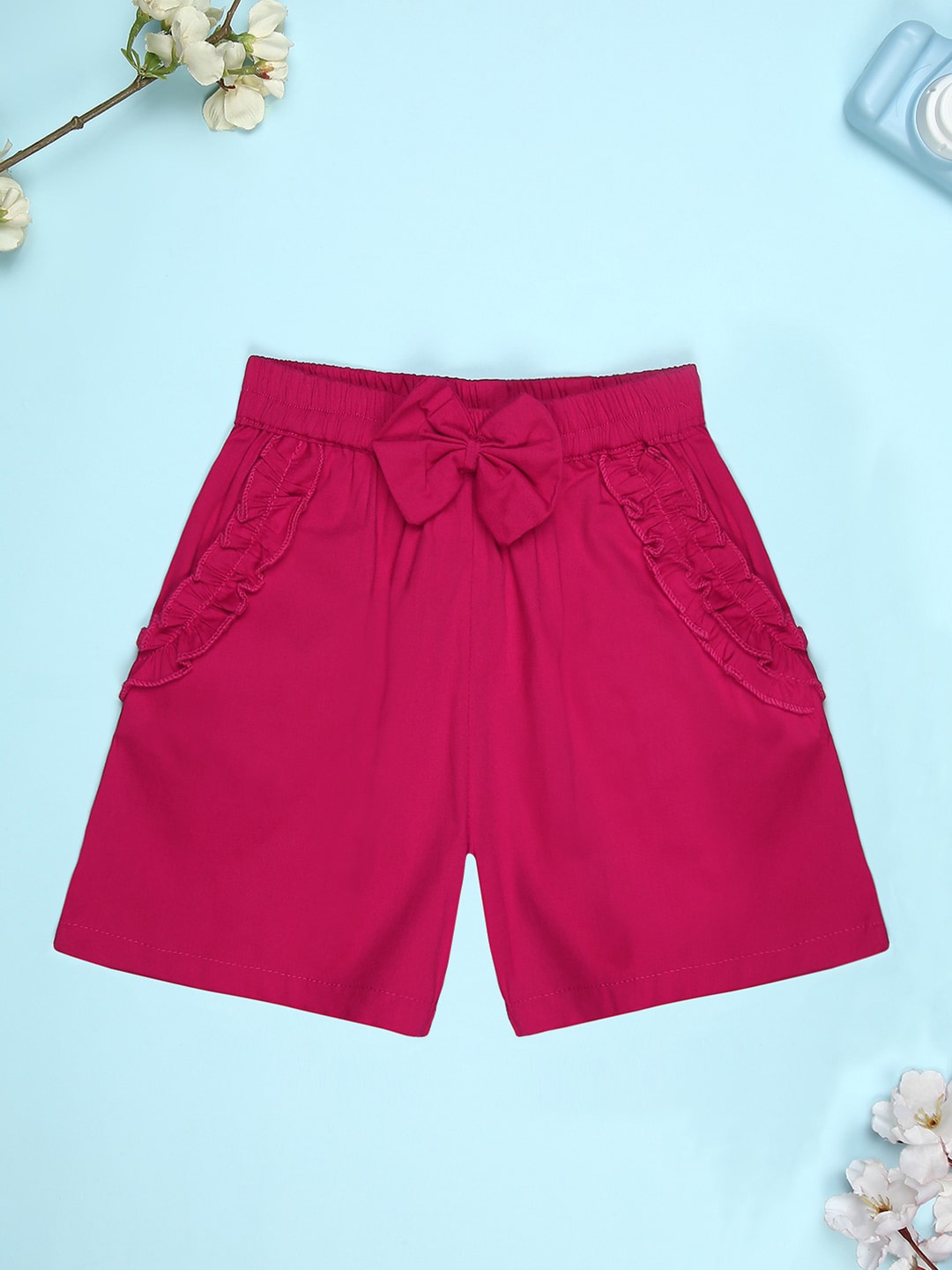 

Cutiekins Girls Mid-Rise Bow Detailed Shorts, Magenta