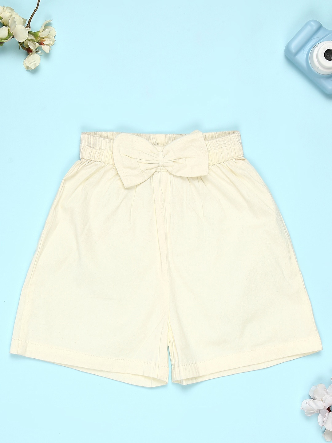 

Cutiekins Girls Mid-Rise Bow Detailed Shorts, Off white
