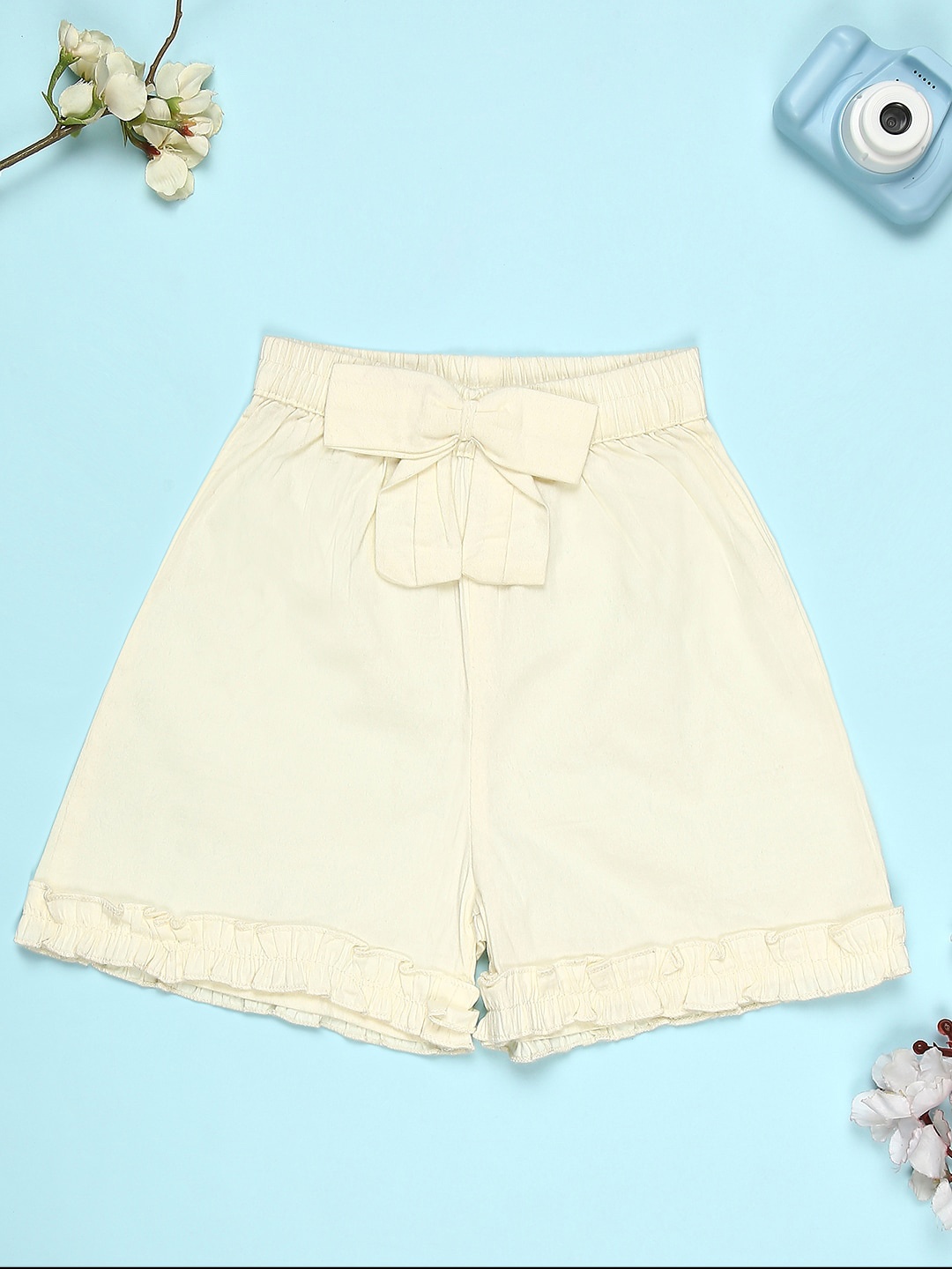 

Cutiekins Girls Mid-Rise Bow Detail Shorts, Off white