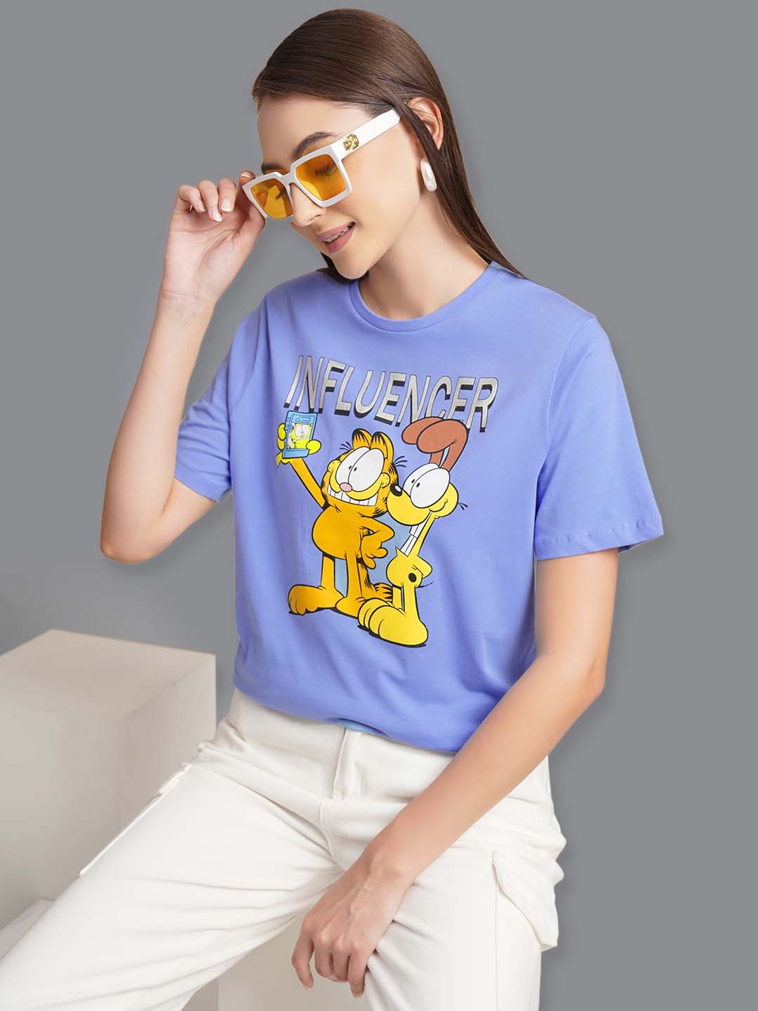 

Free Authority Garfield Graphic Printed Pure Cotton T-Shirt, Blue