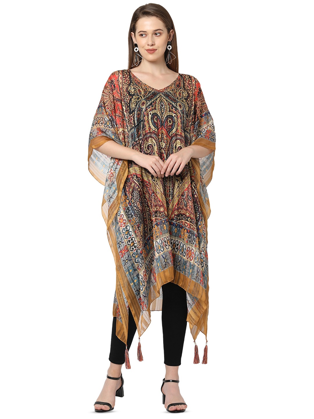 

Cloth Haus India Ethnic Motif Printed Kaftan Kurta, Red