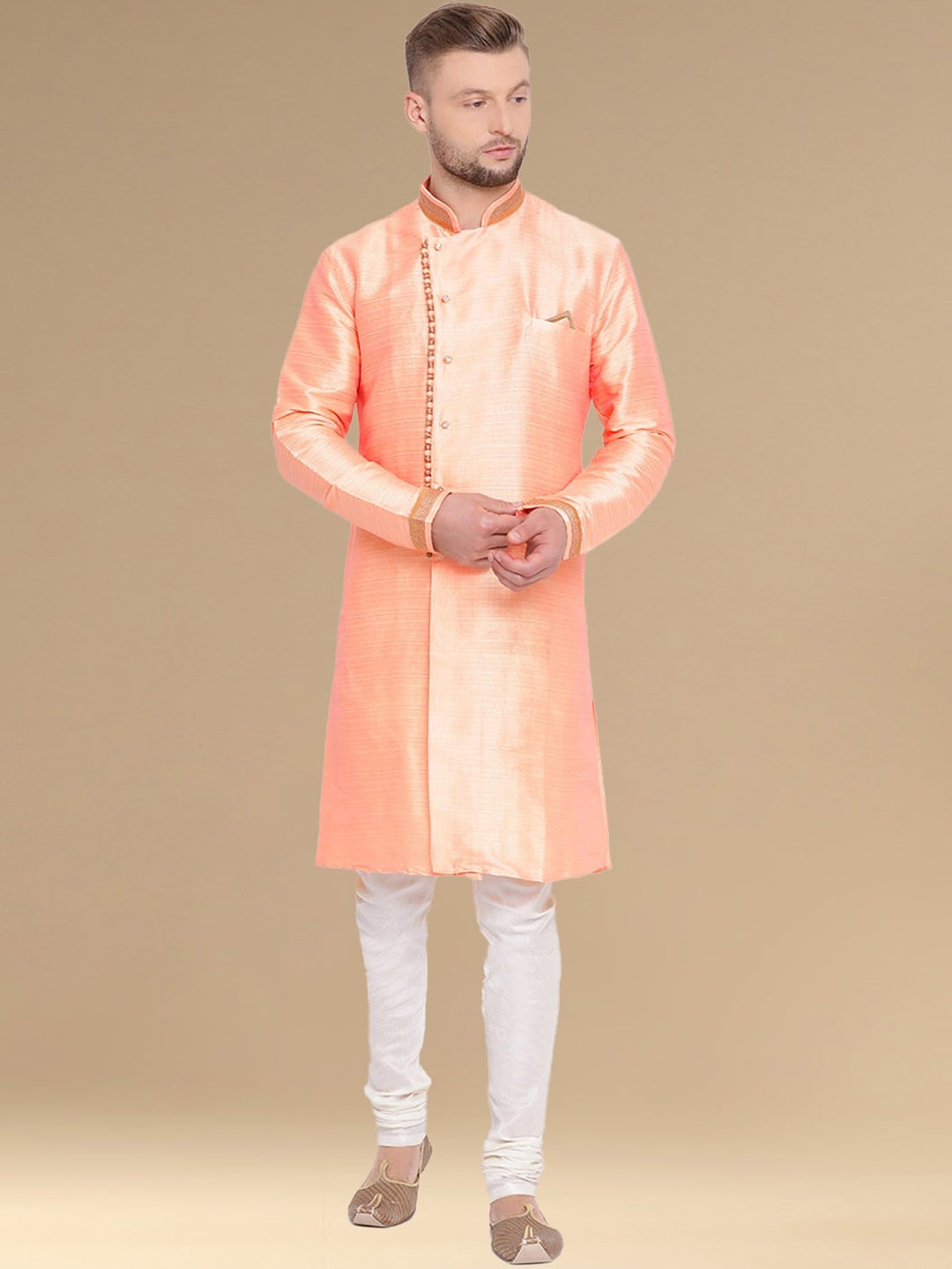 

Sanwara Long Sleeves Regular Kurta with Churidar, Orange