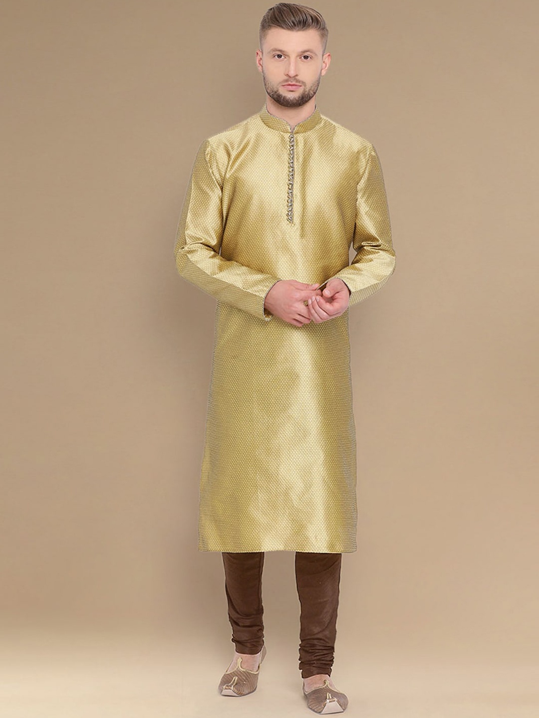 

Sanwara Ethnic Motifs Woven Design Regular Kurta with Churidar, Beige