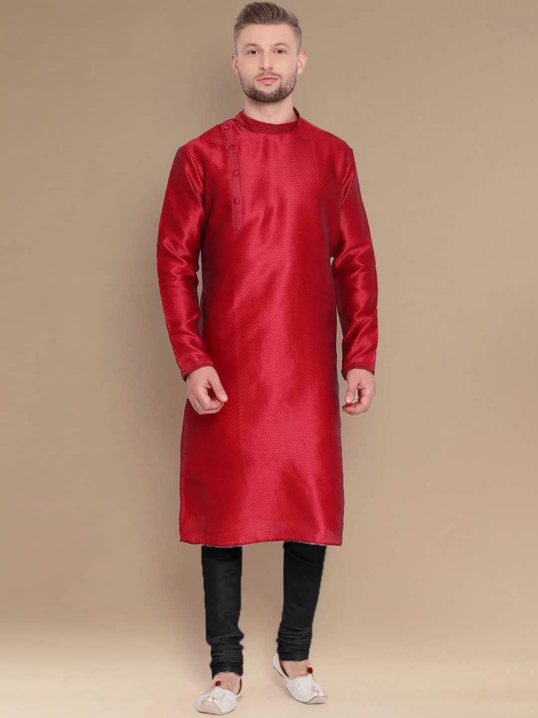 

Sanwara Long Sleeves Kurta with Churidar, Red