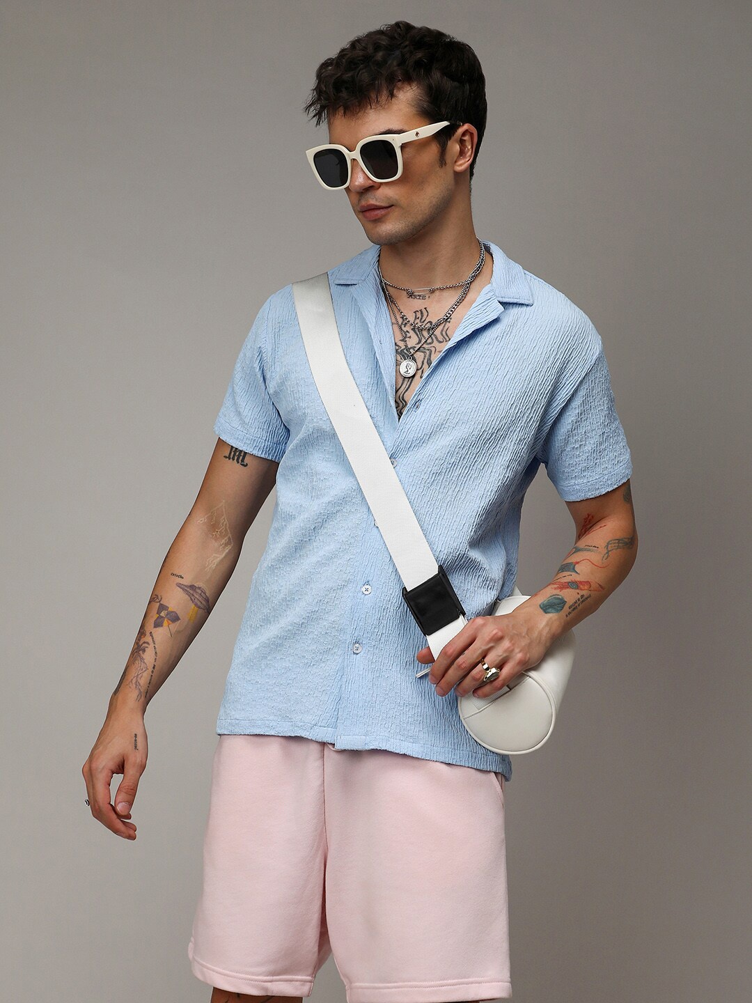 

Campus Sutra Creased Shirt, Blue