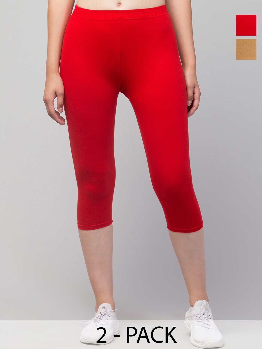 

A-Okay Pack of 2 Skinny Fit Capris, Red