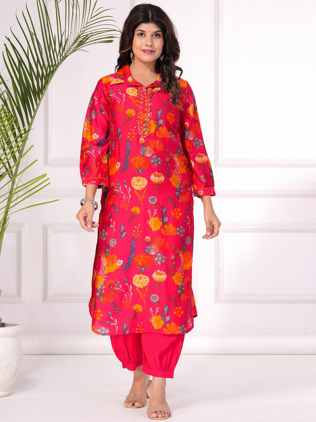 

KALINI Floral Printed Kurta With Salwar, Pink