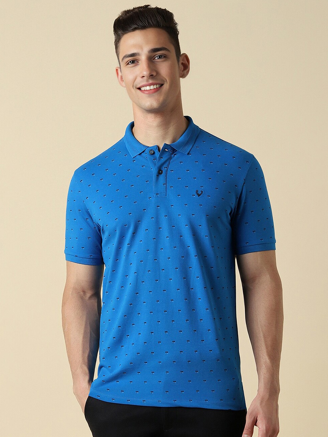 

Allen Solly Printed Polo Collar Cotton T-shirt, Blue
