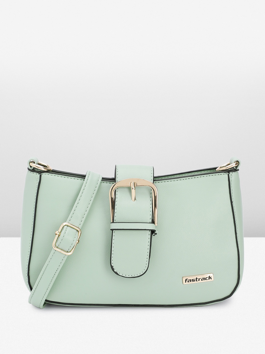 

Fastrack Women Sage Green Solid Sling Bag with Buckle Accent