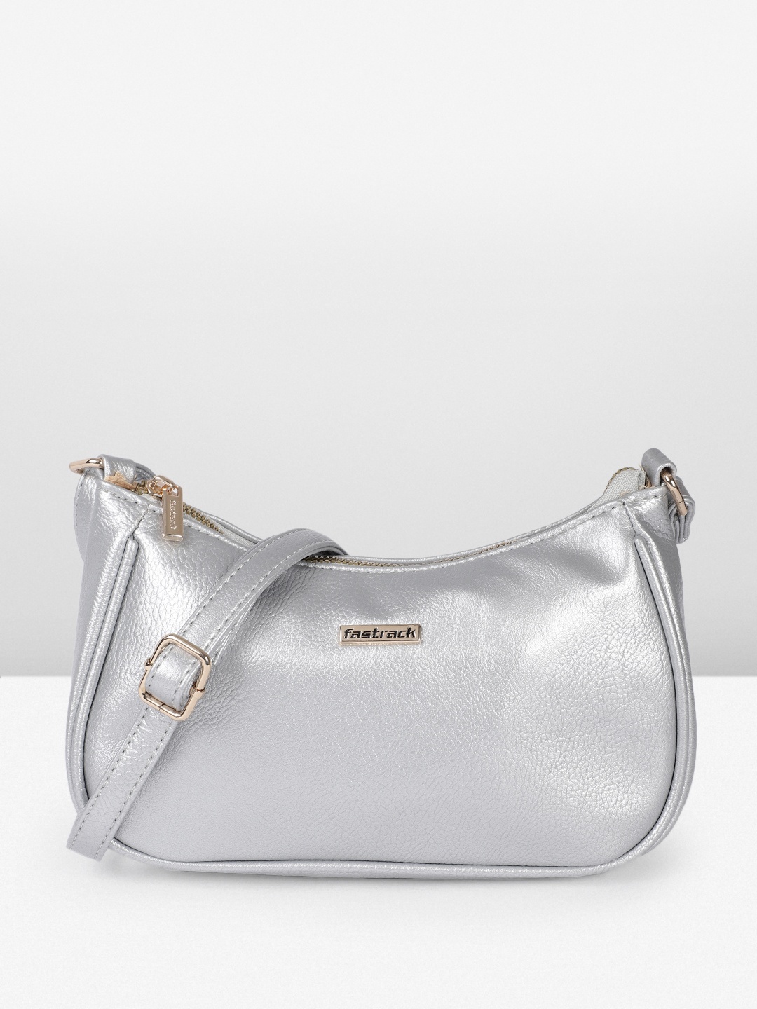

Fastrack Women Solid Textured Sling Bag, Silver