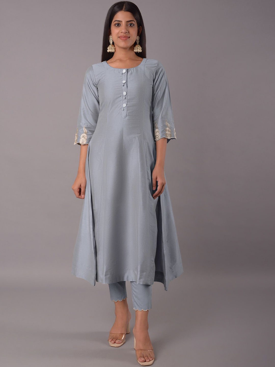 

Utsav Fashion Regular Cotton Kurta with Trouser, Grey
