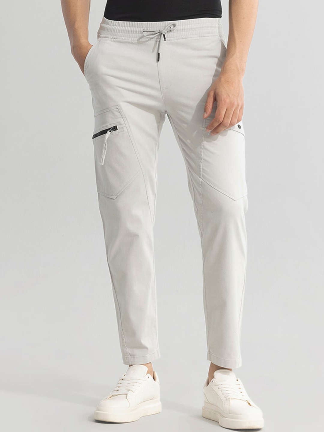 

Snitch Men Smart Slim Fit Regular Trouser, Off white