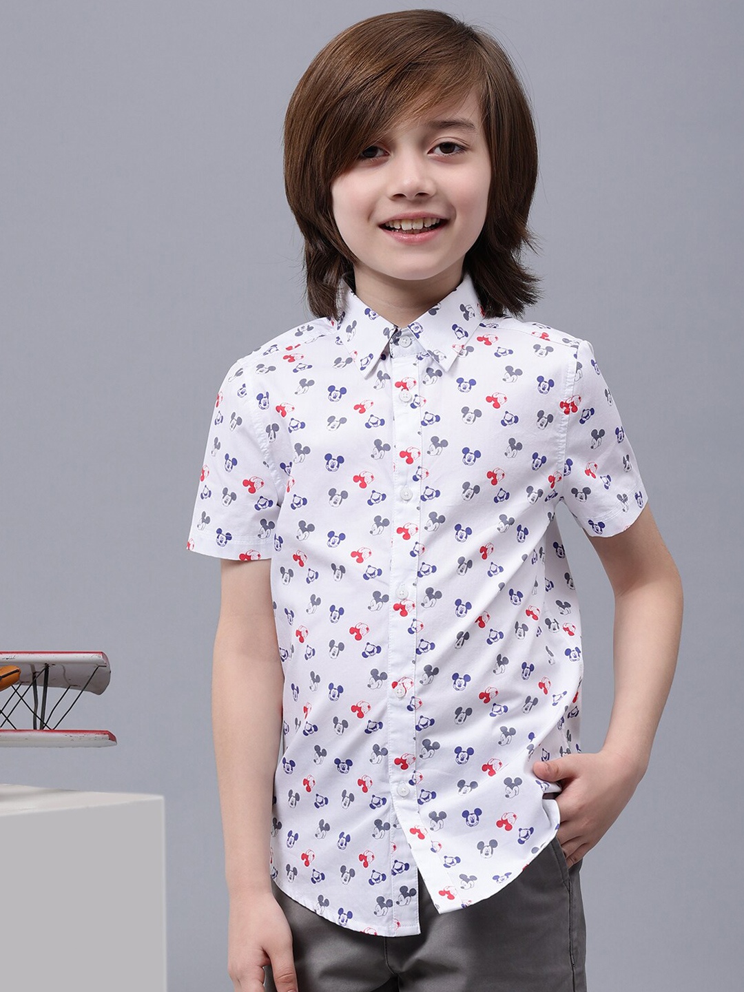 

One Friday Boys Comfort Conversational Printed Cotton Casual Shirt, White