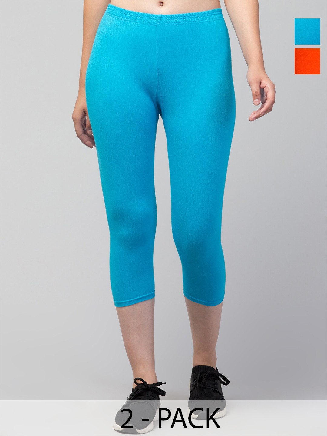 

A-Okay Pack Of 2 Skinny Fit Capris, Blue
