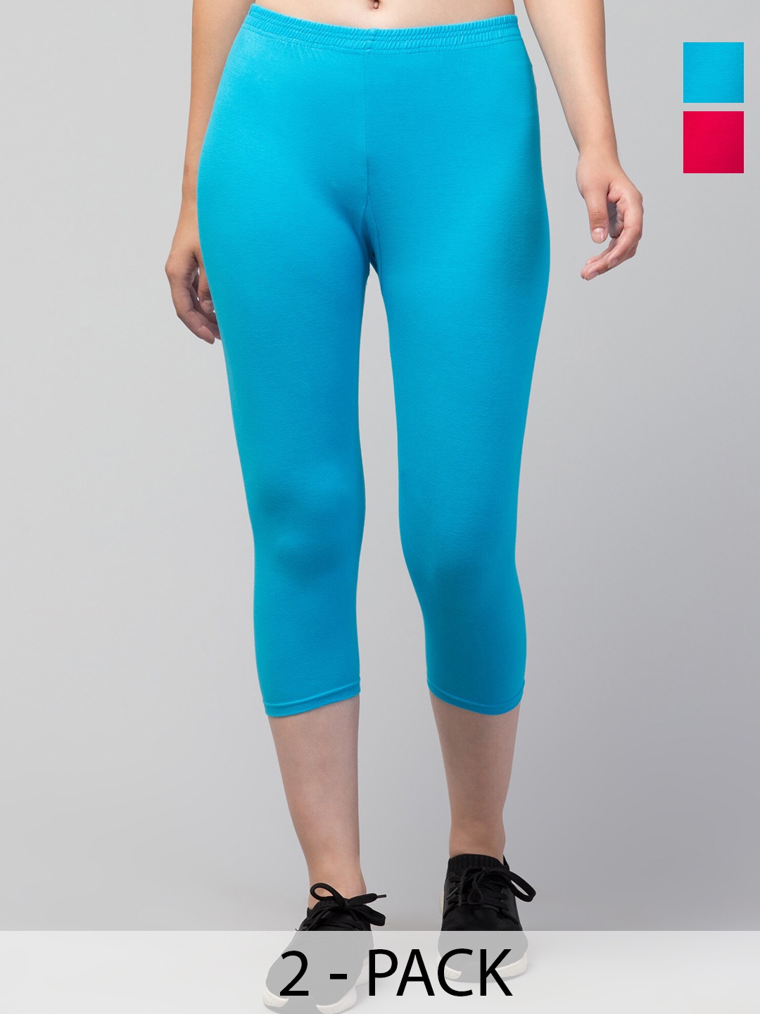 

A-Okay Pack Of 2 Mid Rise Skinny Fit Capris, Blue