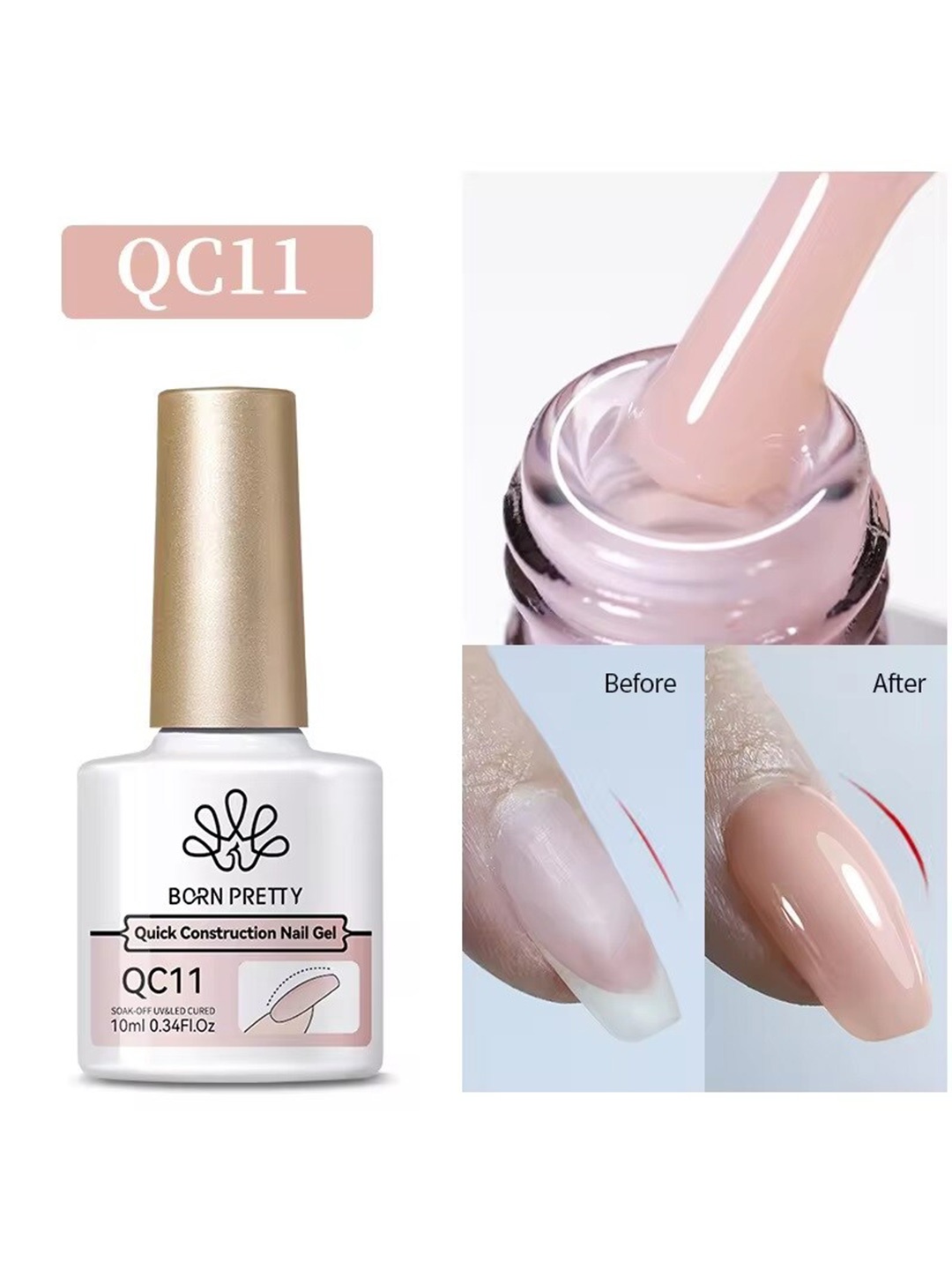 

BORN PRETTY Quick Construction Nail Extension Gel Nail Polish - 10ml - QC11, Nude