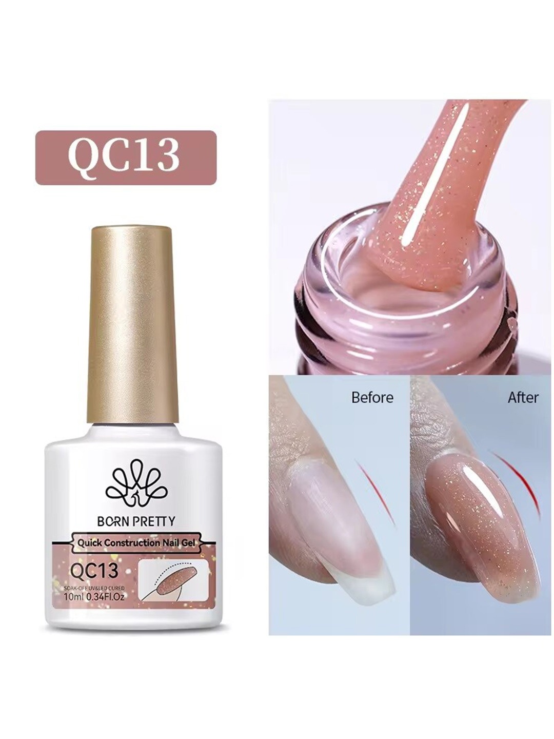 

BORN PRETTY Quick Construction Nail Extension Gel Nail Polish - 10ml - QC13, Pink