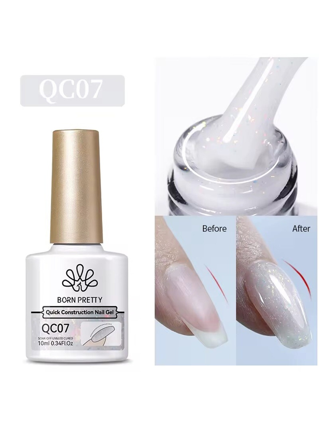 

BORN PRETTY Quick Construction Nail Extension Gel Nail Polish - 10ml - QC07, White