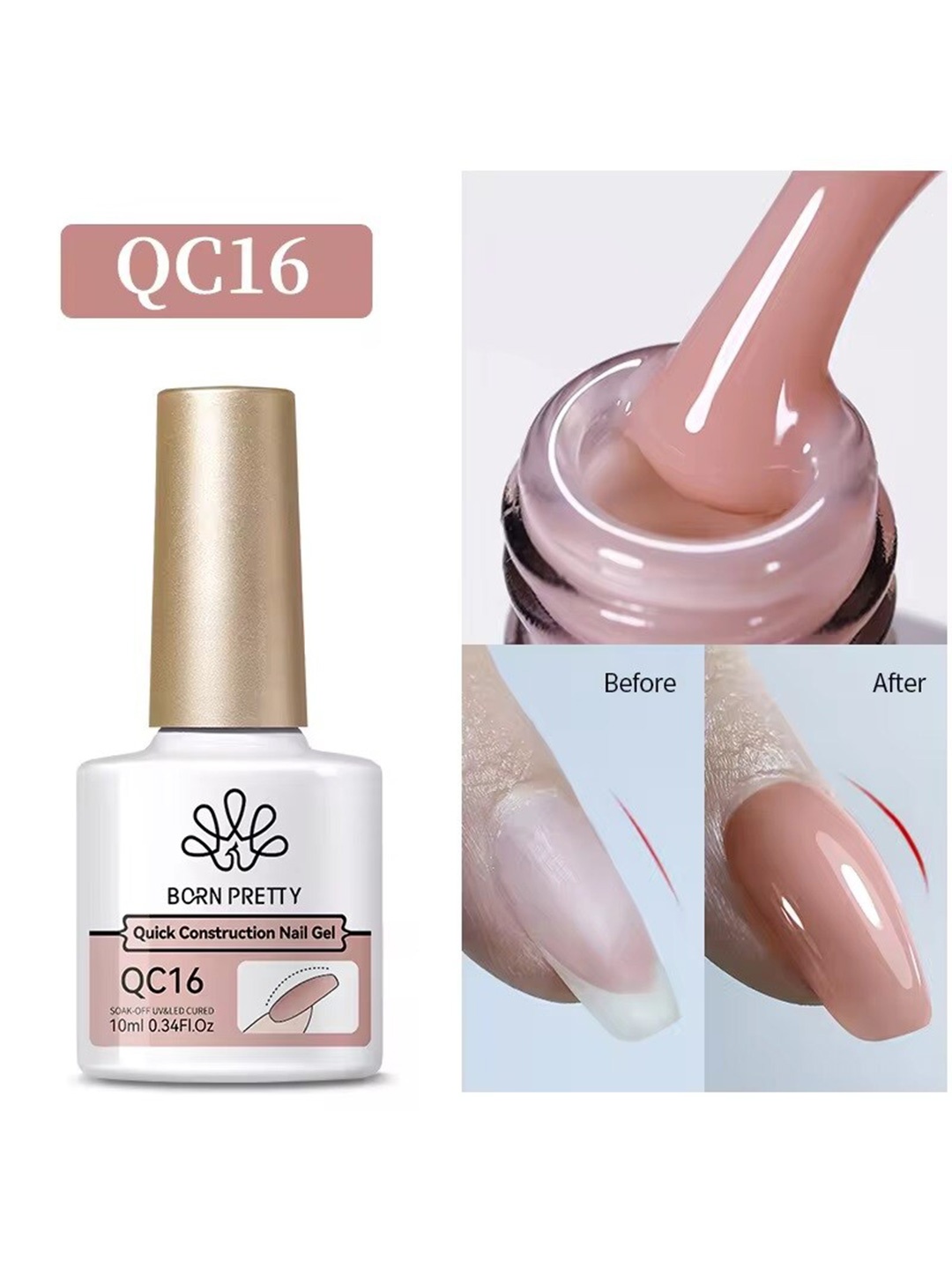 

BORN PRETTY Quick Construction Nail Extension Gel Nail Polish - 10ml - QC16, Peach