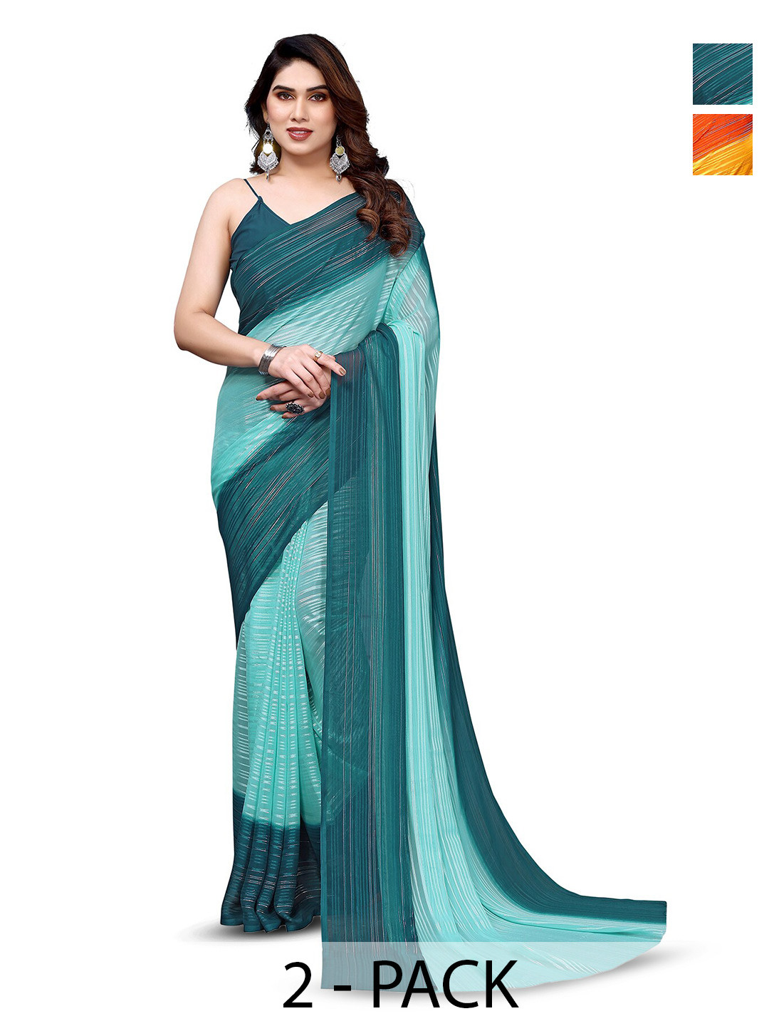 

ANAND SAREES Striped Satin Saree, Yellow