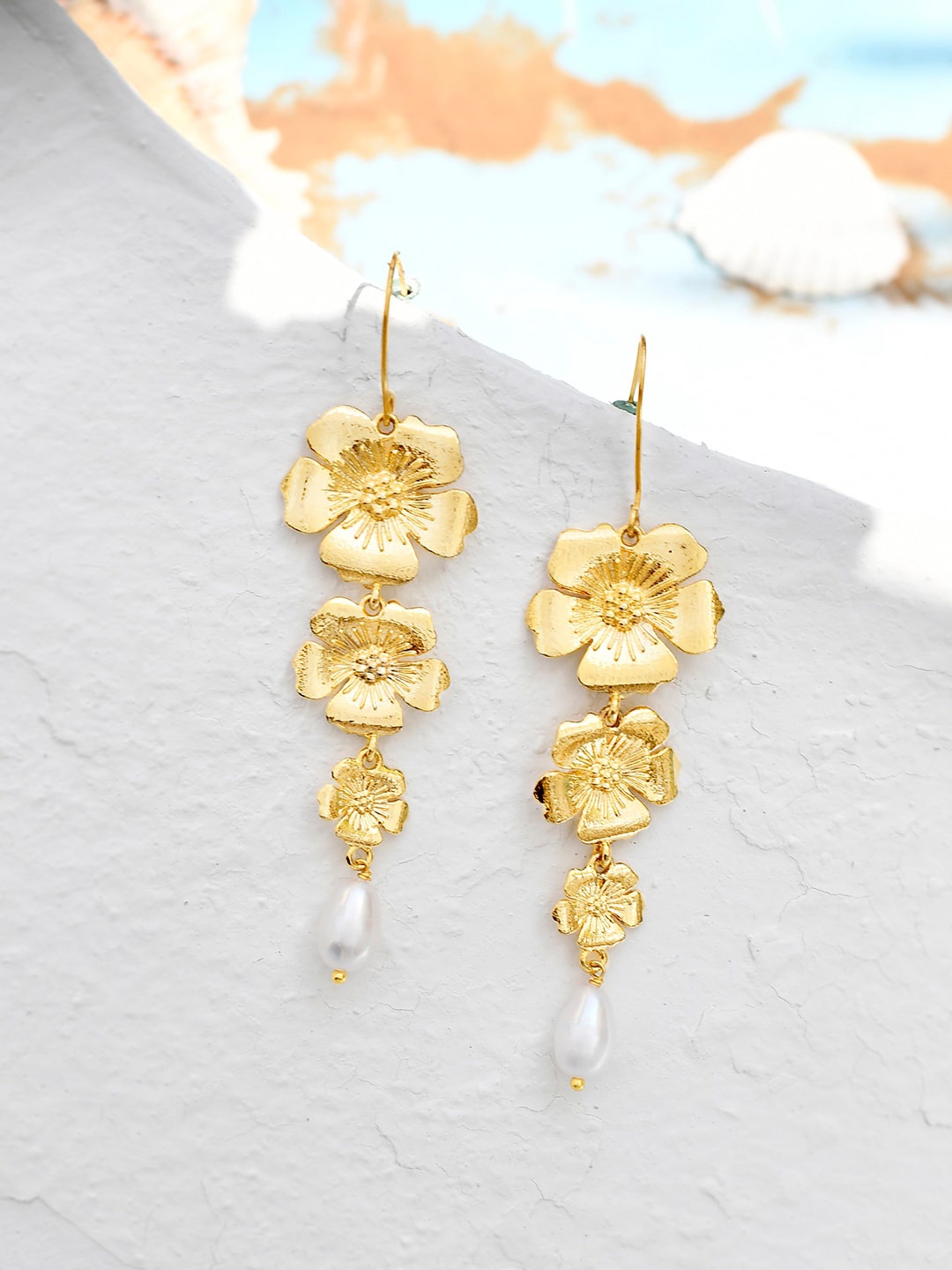 

Voylla Gold Plated Contemporary Drop Earrings