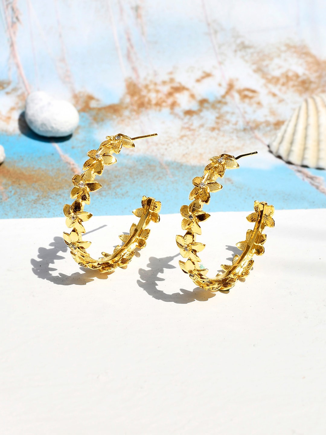 

Voylla Gold Plated Contemporary Half Hoop Earrings