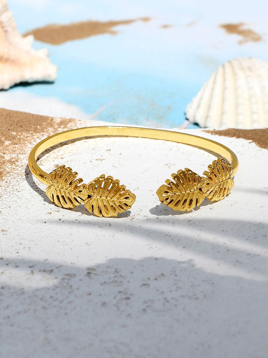 

Voylla Gold-Plated Hawaii Monstera Cuff Bracelet