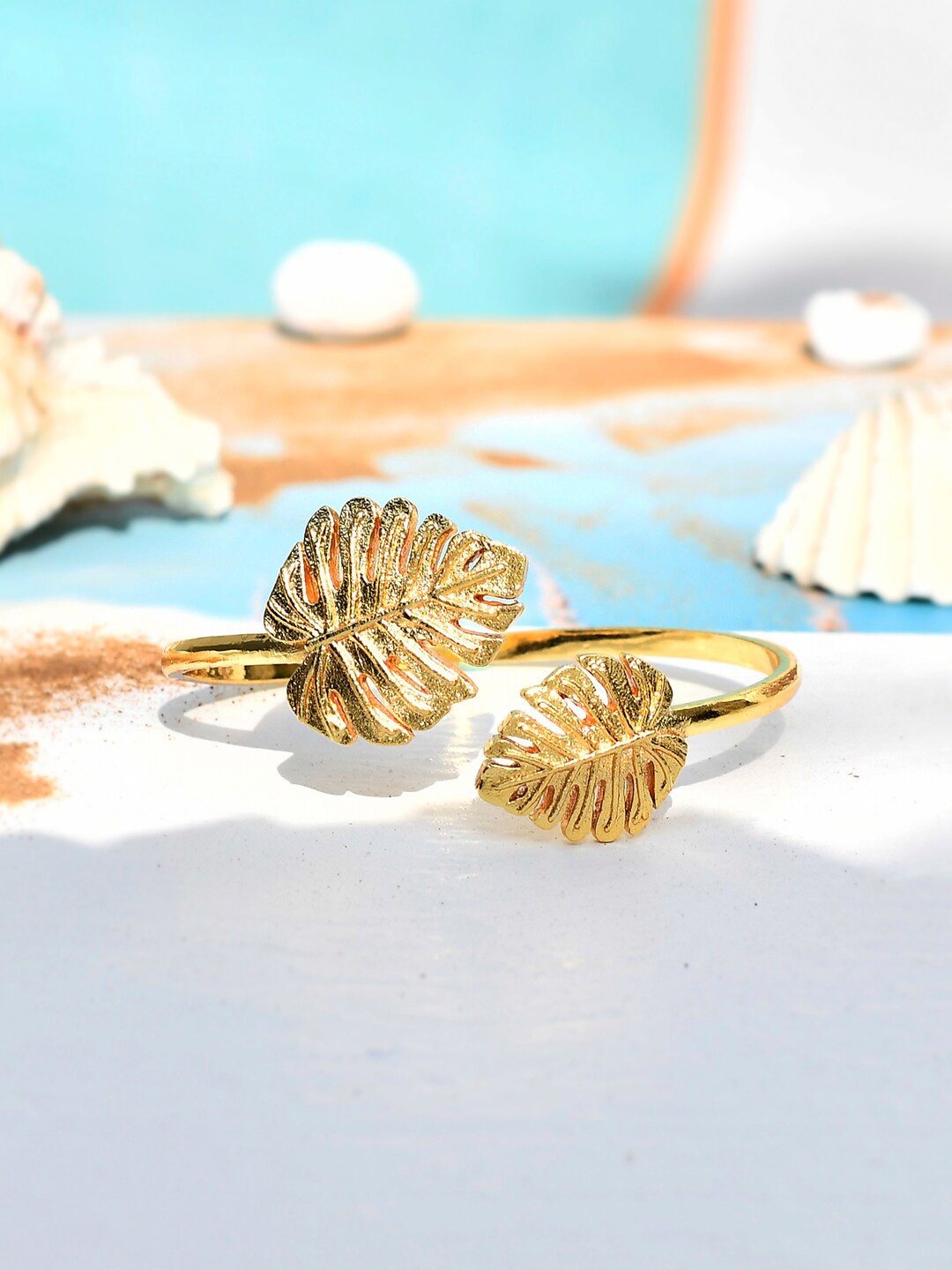 

Voylla Gold-Plated Hawaii Monstera Cuff Bracelet