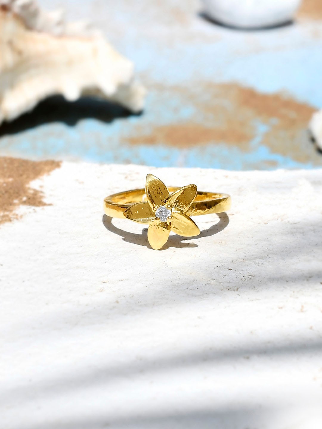 

Voylla Gold Plated Hawaii Plumeria Finger Ring