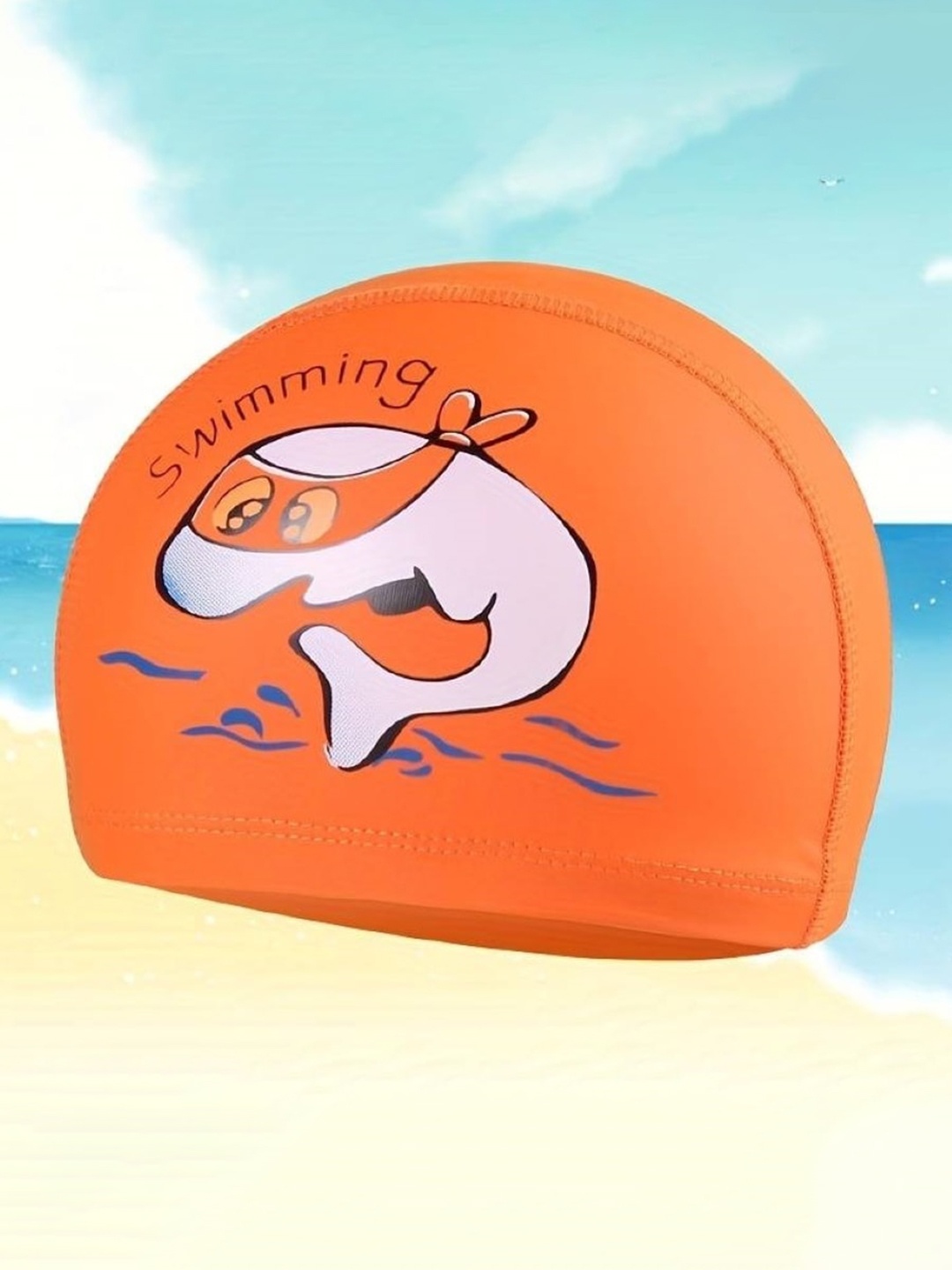 

EL REGALO Kids Pack Of 2 Printed Swimming Caps, Orange