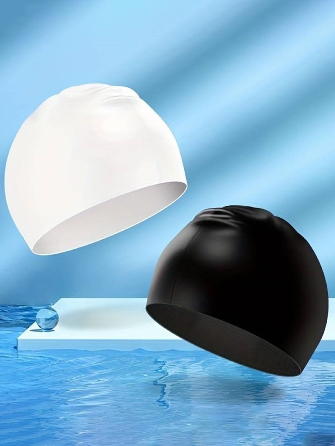 

EL REGALO Unisex Pack Of 2 Swimming Cap, Black