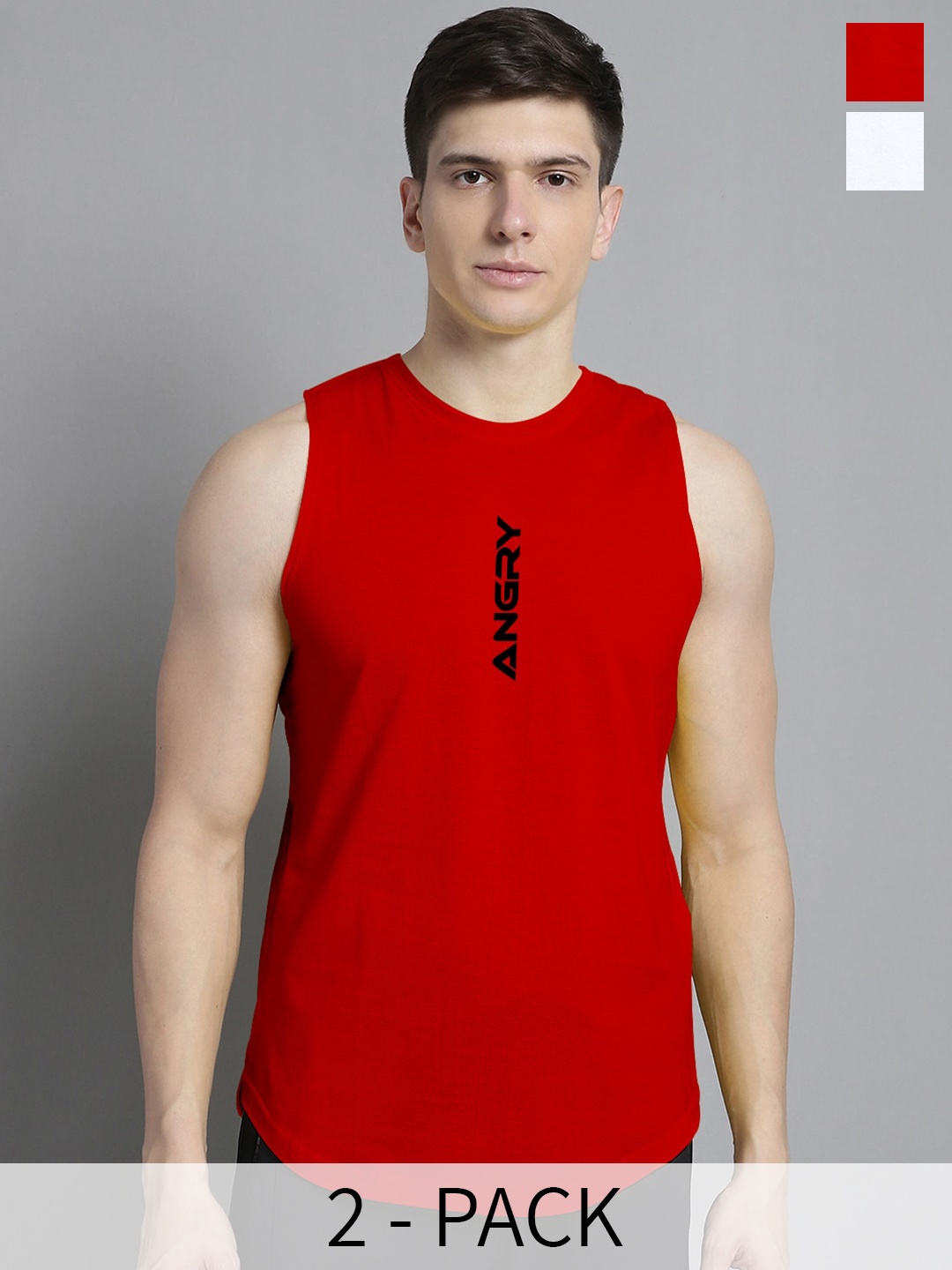 

FBAR Pack Of 2 Printed Cotton Skin-Friendly Gym Vests, White