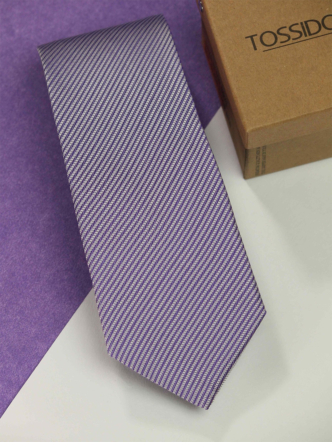 

Tossido Men Woven Design Broad Tie, Purple