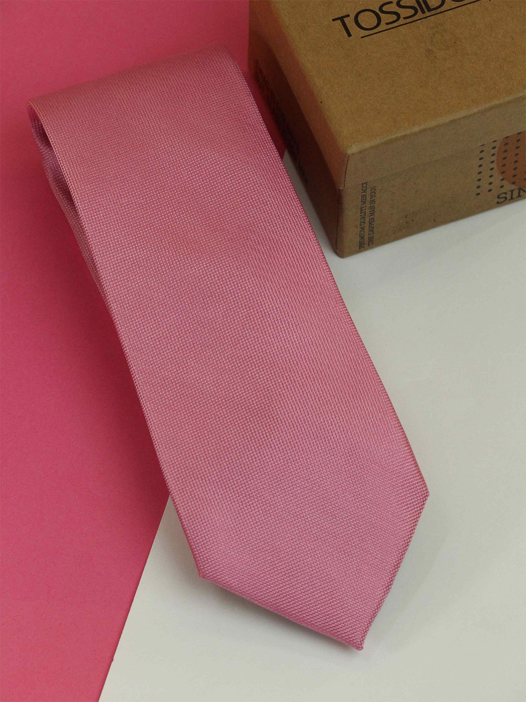 

Tossido Men Woven Design Broad Tie, Pink