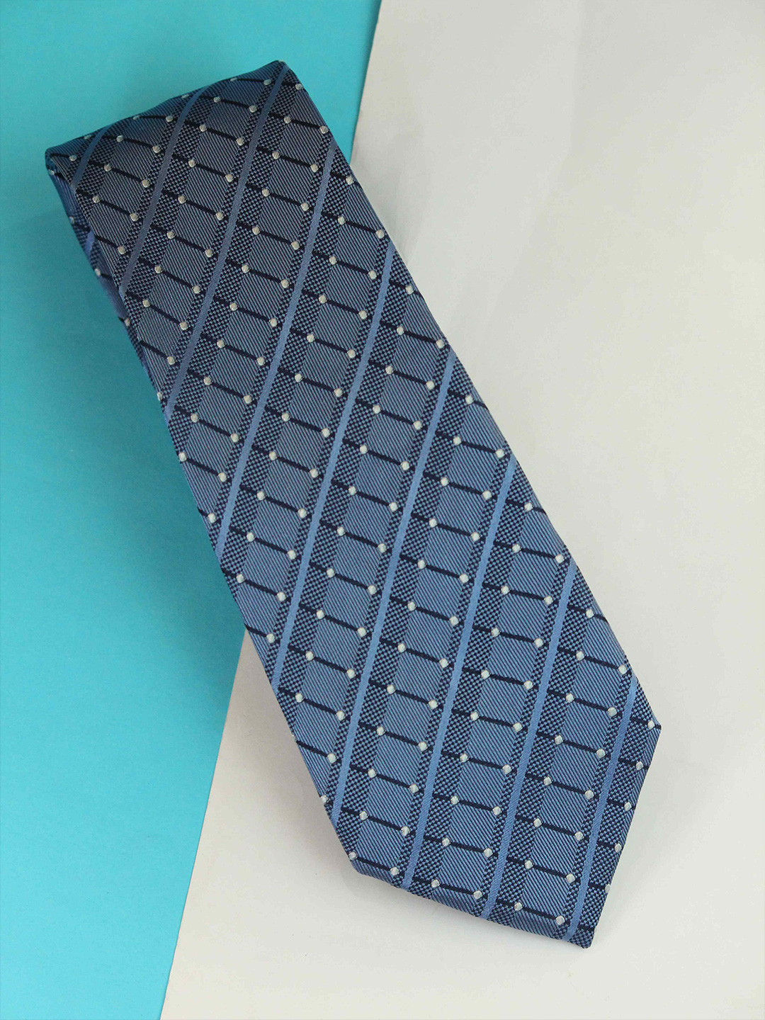 

Tossido Men Woven Design Silk Broad Tie, Blue