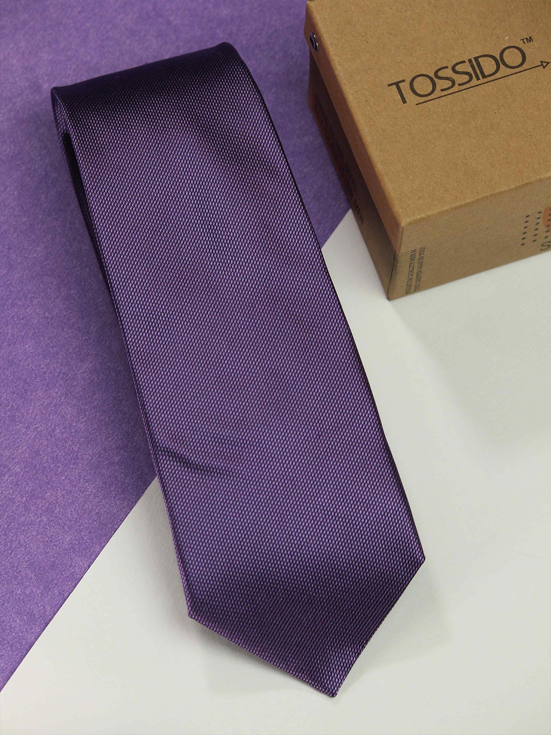 

Tossido Men Woven Design Broad Tie, Purple