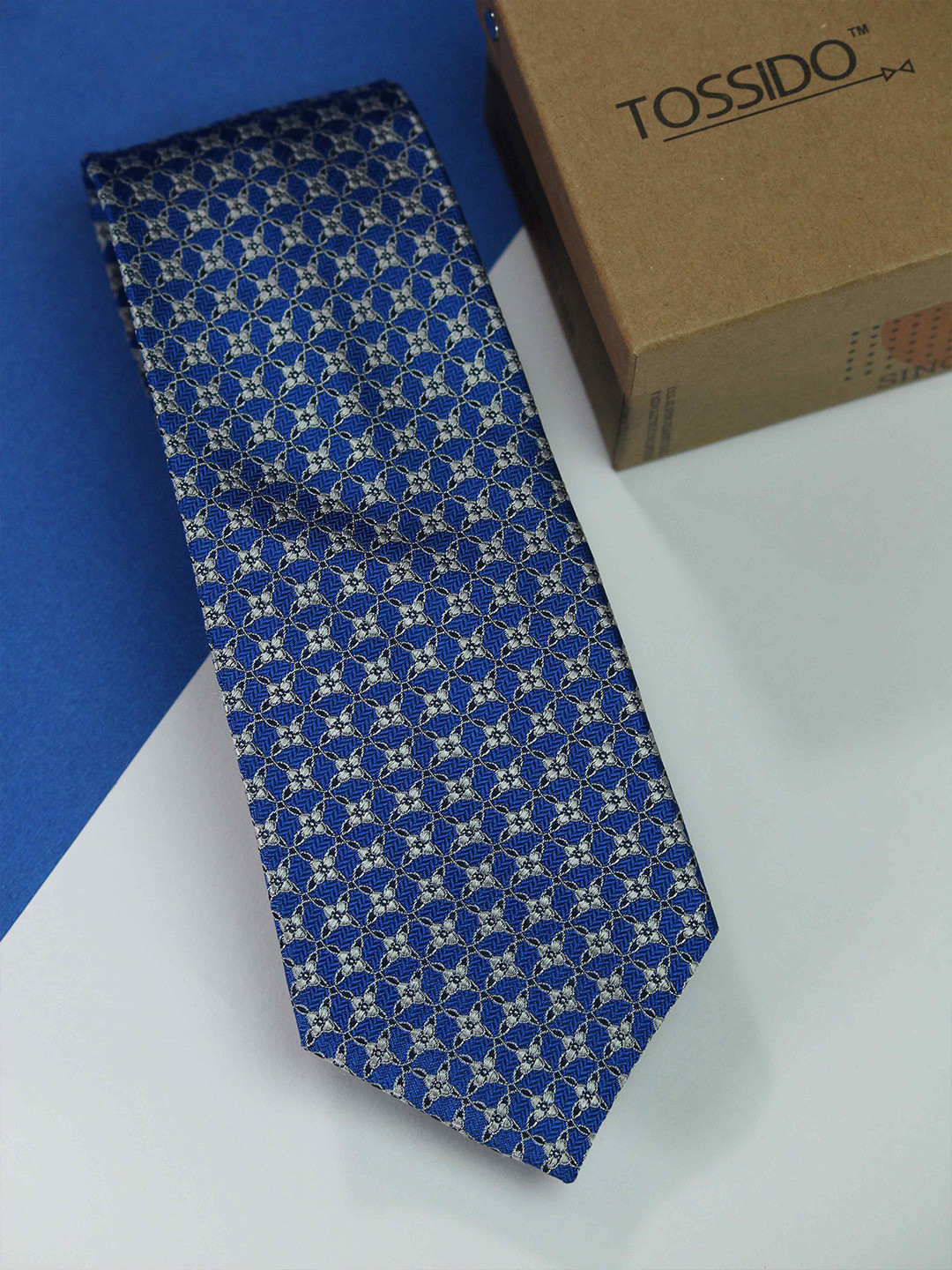 

Tossido Men Woven Design Broad Tie, Blue