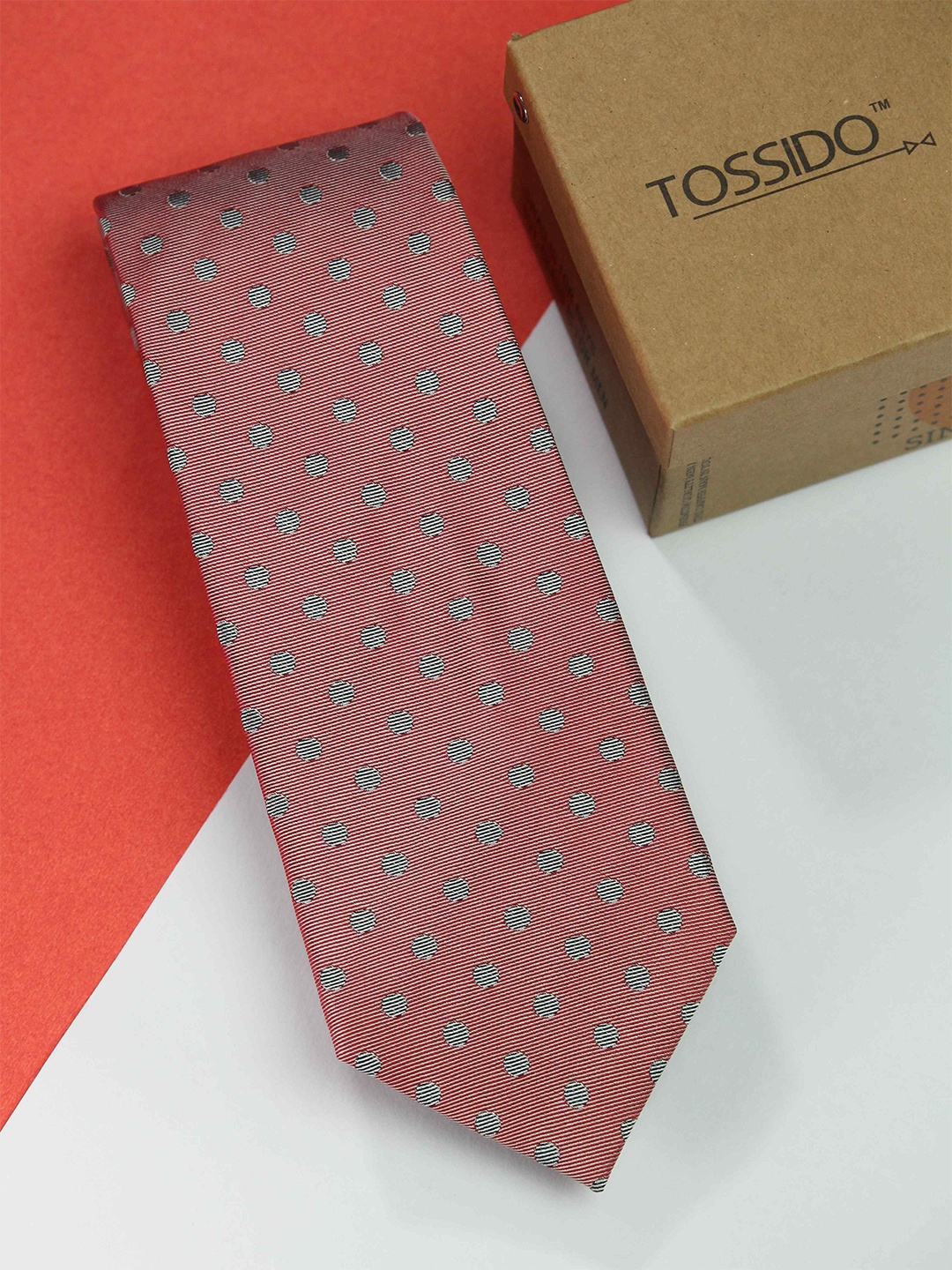 

Tossido Men Woven Design Broad Tie, Pink